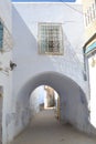 Underpass in kairouan iron window facing the street Royalty Free Stock Photo