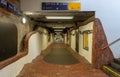 Underpass between the platforms of the station of the small town Uelzen, with individual design of the artist Hundertwasser from