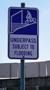 Underpass Subject To Flooding Signage Royalty Free Stock Photo