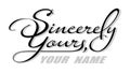 Underscore handwritten text Sincerely Yours with shadow. Hand drawn calligraphy lettering with copy space