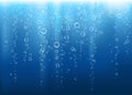 Undersea blue fizzing air, water or oxygen bubbles vector tex Royalty Free Stock Photo