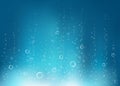 Undersea blue fizzing air, water or oxygen bubbles vector tex Royalty Free Stock Photo
