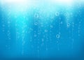 Undersea blue fizzing air, water or oxygen bubbles vector tex Royalty Free Stock Photo