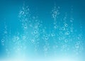 Undersea blue fizzing air, water or oxygen bubbles vector tex Royalty Free Stock Photo