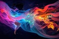 Undersea network map visualizing global internet traffic flows, dynamic colors