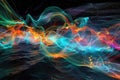 Undersea network map visualizing global internet traffic flows, dynamic colors