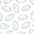 Undersea seamless pattern of seashells in line art style. Hand drawn, flat background. Vector illustration on a white Royalty Free Stock Photo