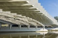 Underside construction structures of the iconic Swan Street Bridge Royalty Free Stock Photo