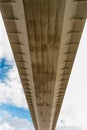 Underside of large road suspension bridge, portrait, zoom Royalty Free Stock Photo