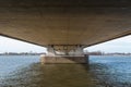 Underside of a long bridge in the Netherlands Royalty Free Stock Photo