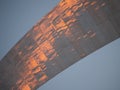 Underside of a Part of St. Louis, Missouri`s Gateway Arch Glowing at Sunrise Royalty Free Stock Photo