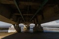 Underside of the Second Severn Crossing, bridge over Bristol Channel between England and Wales. Five Kilometres or Three and one Royalty Free Stock Photo