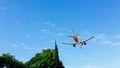 Underside of small Canadian jet in air Royalty Free Stock Photo