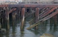 Underside view of pier in Boston Harbor