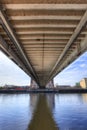 The underside view of Salford Millennium Bridge. Royalty Free Stock Photo