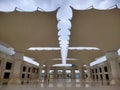 An underside view umbrella that installed at the Sultan Mahmud Riayat Syah Mosque in Batam