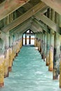 Underside of wooden pier in Bahamas