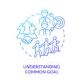 Understanding common goals blue gradient concept icon
