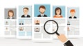 Understanding the Hiring Process Through Resumes, Avatars, and a Magnifying Glass for Effective Candidate Selection Royalty Free Stock Photo