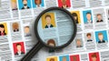 Understanding the Hiring Process Using Resumes, Avatars, and a Magnifying Glass for Candidate Selection Royalty Free Stock Photo