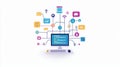 Understanding Optimized Technical Support through the Lens of a Laptop Surrounded by Icons and Features for Customer Service