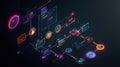 Understanding Optimized Technical Support Workflow Using Neon Colored Shapes on Dark Background for Effective Customer Service