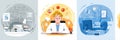 Understanding Three Types of Procrastination Through Emotional Representations and Flat Icons in a Visually Engaging Royalty Free Stock Photo