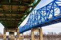 Mormon bridge across the Missouri river on highway I680 at Omaha. Royalty Free Stock Photo