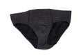 Underware isolated. Close-up of black male underware or underpants isolated on a white background. Clothing for men