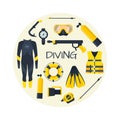 Underwater activity vector icons