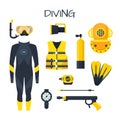 Underwater activity vector icons