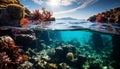 Underwater adventure fish swim below colorful coral in tropical seascape generated by AI Royalty Free Stock Photo