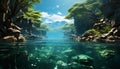 Underwater adventure fish swim in tranquil blue seascape generated by AI