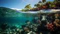 Underwater adventure fish swim in tropical blue seas generated by AI