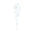 Underwater air bubbles flow. Realistic fizzing oxygen bubbles under water. Fizzy drink or champagne gas isolated on white.