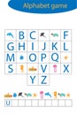 Underwater alphabet game for children, make a word, preschool worksheet activity for kids, educational spelling scramble game for