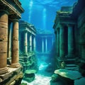 Underwater ancient city in the depths of the Atlantis lost ancient sunken Underwater gorges and Lots of underwater