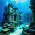 Underwater ancient city in the depths of the Atlantis lost ancient sunken Underwater gorges and Lots of underwater