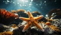 Underwater animal, starfish, nature, reef, fish, water, close up, scuba diving, sea life generated by AI Royalty Free Stock Photo