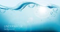 Underwater background with airbubbles and waves on top Royalty Free Stock Photo