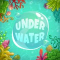 Underwater background with place for text. Vector under water banner.