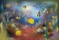 Underwater background tropical fish, vector Royalty Free Stock Photo