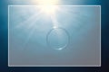 Underwater background white border frame, water surface blank text box Royalty Free Stock Photo