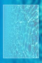 Underwater background white border frame, water surface blank text box Royalty Free Stock Photo