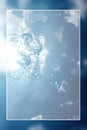 Underwater background white border frame, water surface blank text box Royalty Free Stock Photo