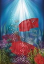 Underwater banner with fish Herichthys Carpintis Super Red Royalty Free Stock Photo