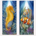 Underwater banners with clownfish, vector Royalty Free Stock Photo
