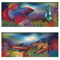 Underwater banners tropical fish