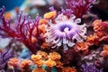 Underwater beautiful colorful dancing reef Anemone group coral tropical animal Anemonefish nature salt water fish tank