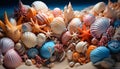 Underwater beauty starfish, fish, coral, seashell, and tropical variations generated by AI